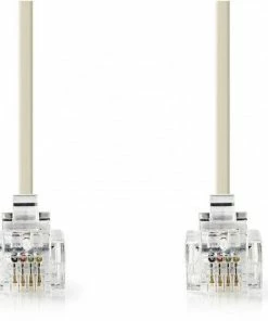 Zubehör Nedis TCGP90200IV50 RJ11-Kabel (5m) RJ11-Stecker>RJ11-Stecker Elfenbein