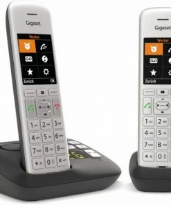 Schnurlose Telefone Gigaset CE575A Duo Schnurlostelefon Mit Anrufbeantworter Silber/schwarz