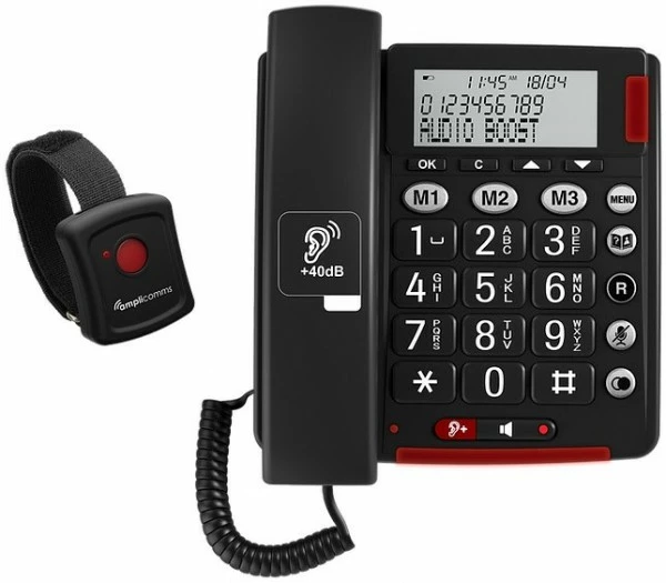 Telefone Mit Kabel Amplicomms BigTel 50 Alarm Plus Schnurgebundenes Seniorentelefon Dunkelgrau 1 Telefone Mit Kabel Amplicomms BigTel 50 Alarm Plus Schnurgebundenes Seniorentelefon Dunkelgrau