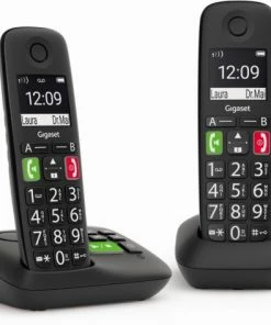 Schnurlose Telefone Gigaset E290A Duo Schnurlostelefon Mit Anrufbeantworter Schwarz