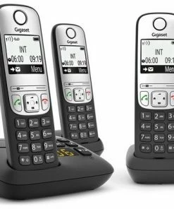 Schnurlose Telefone Gigaset A690A Trio Schnurlostelefon Mit Anrufbeantworter Schwarz