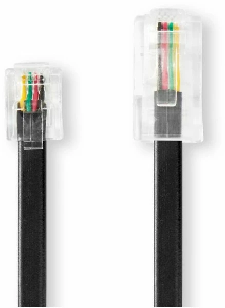 Zubehör Nedis TCGP90201B50 RJ11 (5m) Adapterkabel Schwarz 1 Zubehör Nedis TCGP90201B50 RJ11 (5m) Adapterkabel Schwarz